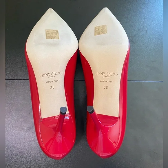 Jimmy Choo Agnes Patent Red Pumps - Picture 5 of 9